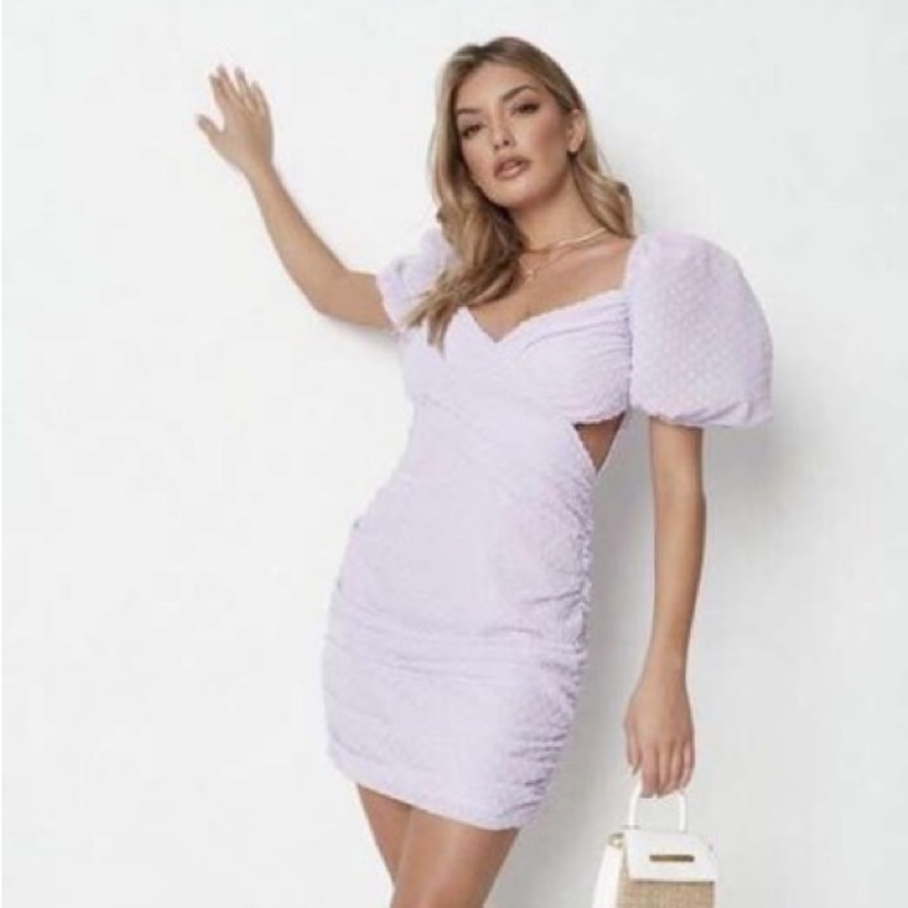 Missguided lilac puff sleeve dress